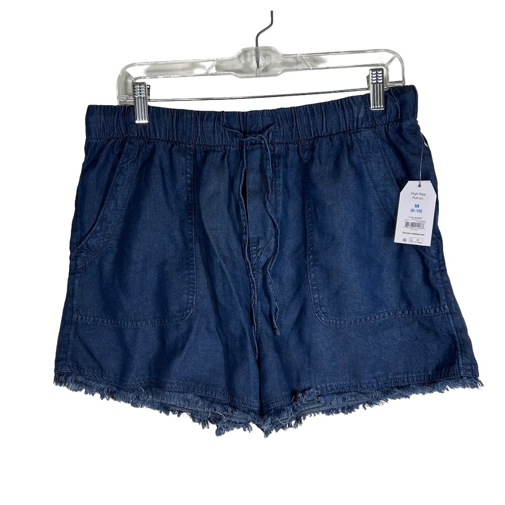 NWT Time and Tru Womens High Rise Lyocell Shorts Dark Wash Blue‎ Size M 8-10